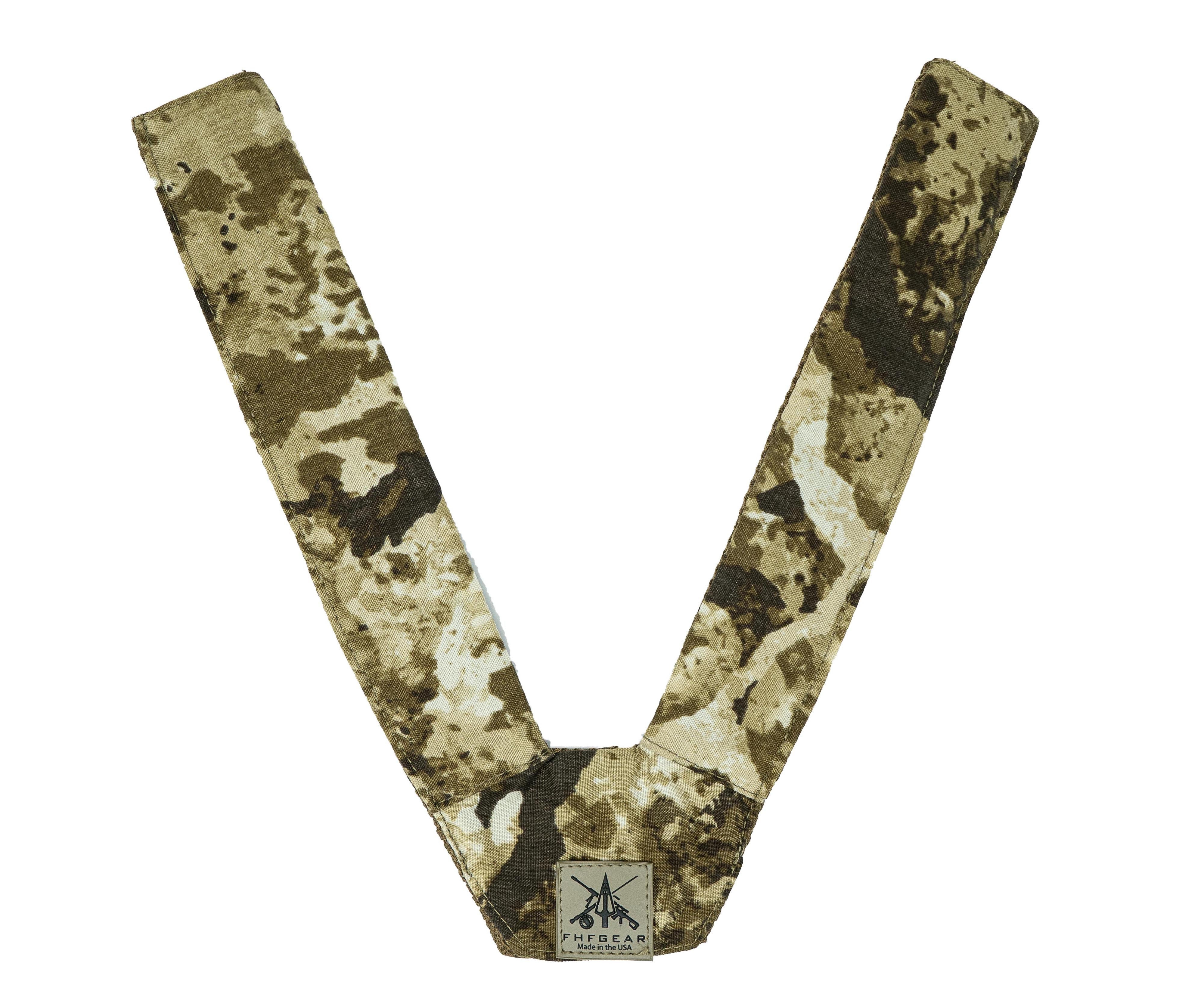 Desert camo padded strap, V-shaped with FHF GEAR label.