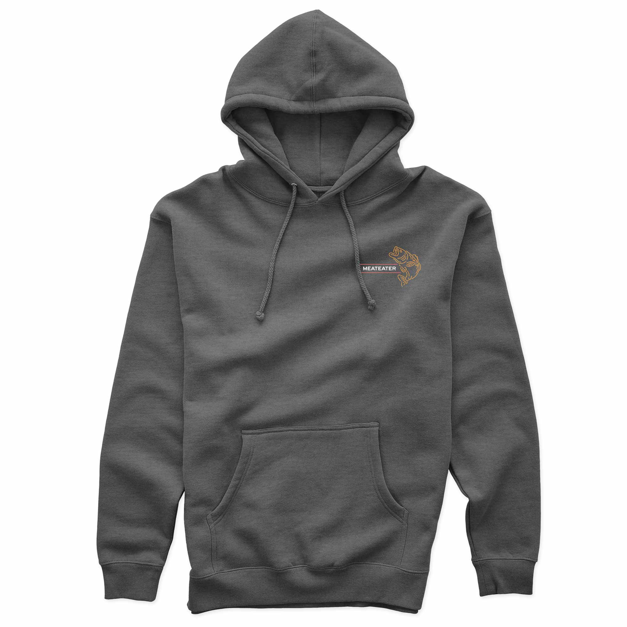 Grey sweatshirt with bass icon and MeatEater text