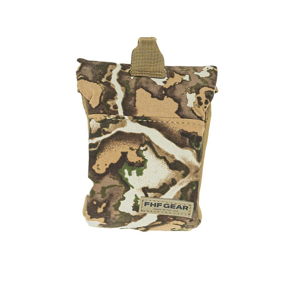 Camo gear pouch with top loop and 'FHF GEAR' label.