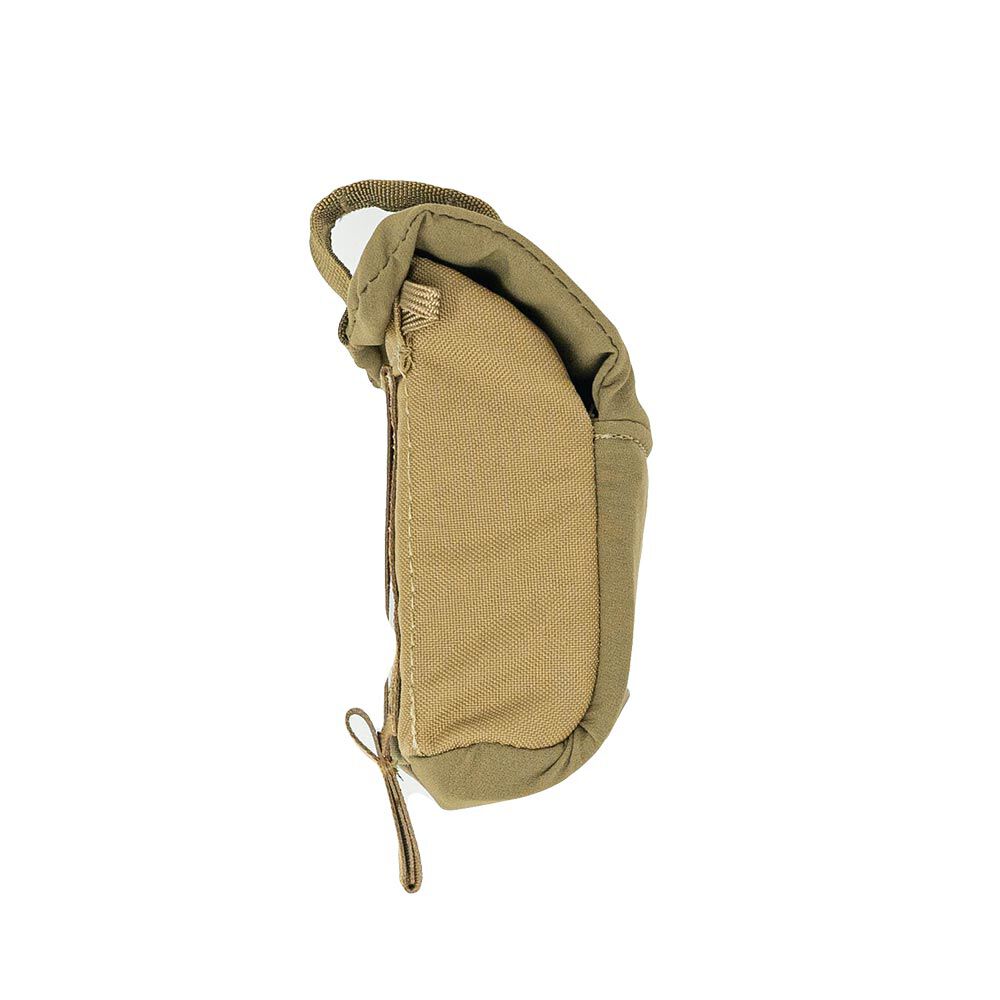 Coyote brown utility pouch with side zipper and top webbing loop.