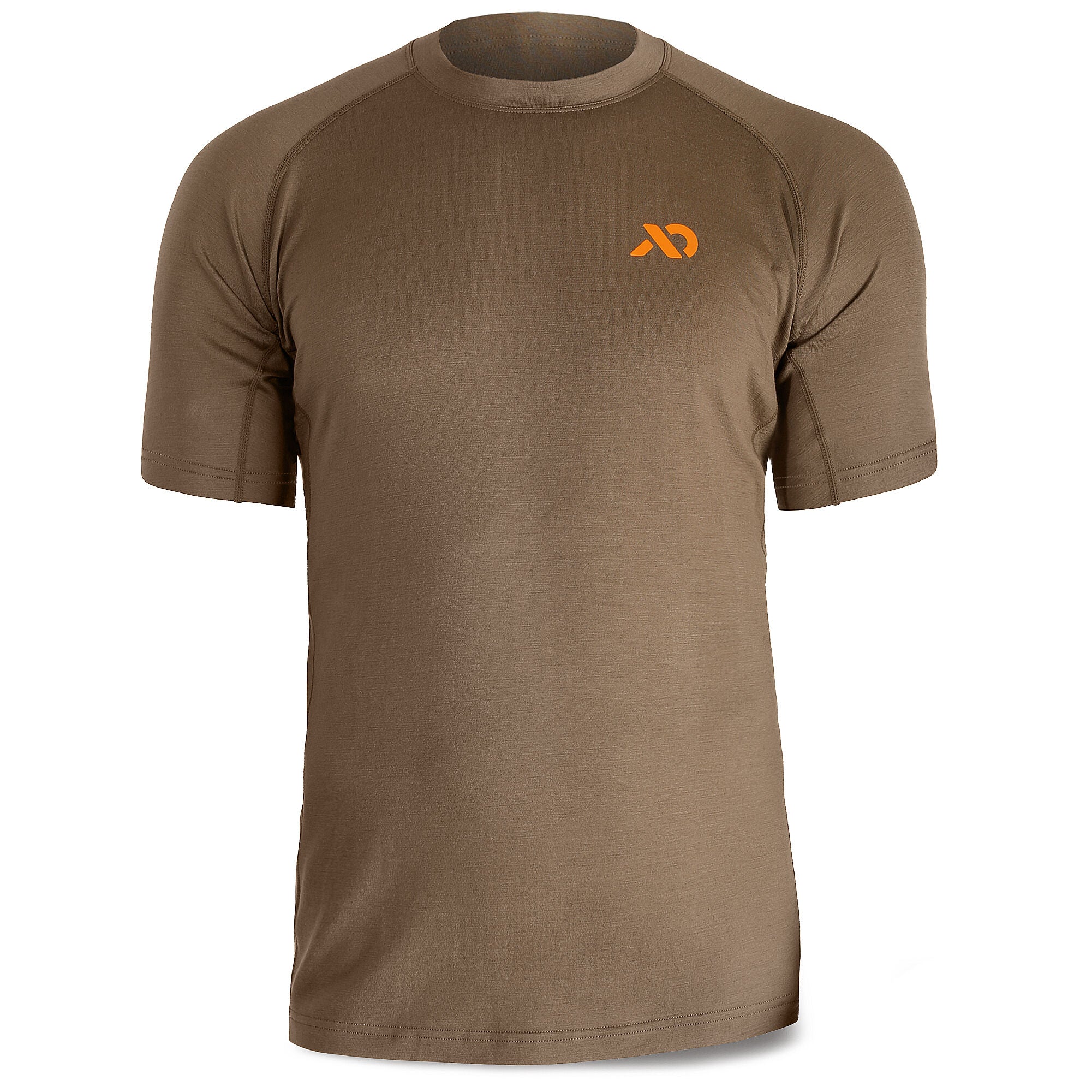 Dry Earth short-sleeve t-shirt with a crew neck, raglan sleeves, and an orange logo on the left chest.