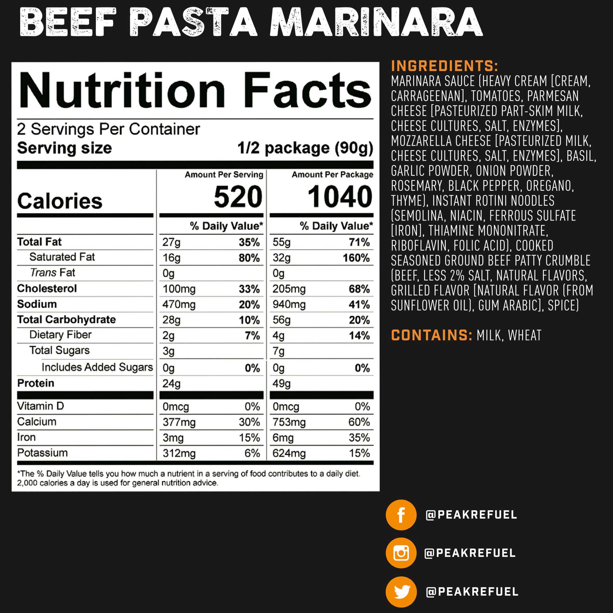 Peak Refuel Beef Pasta Marinara