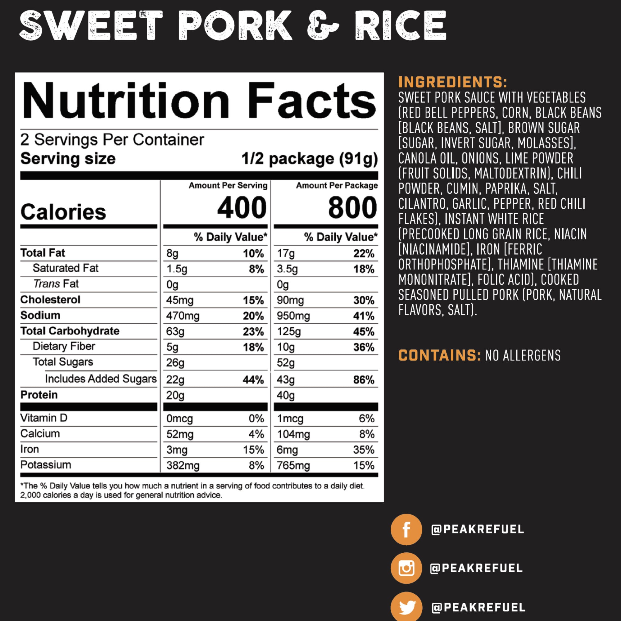 Peak Refuel Sweet Pork & Rice