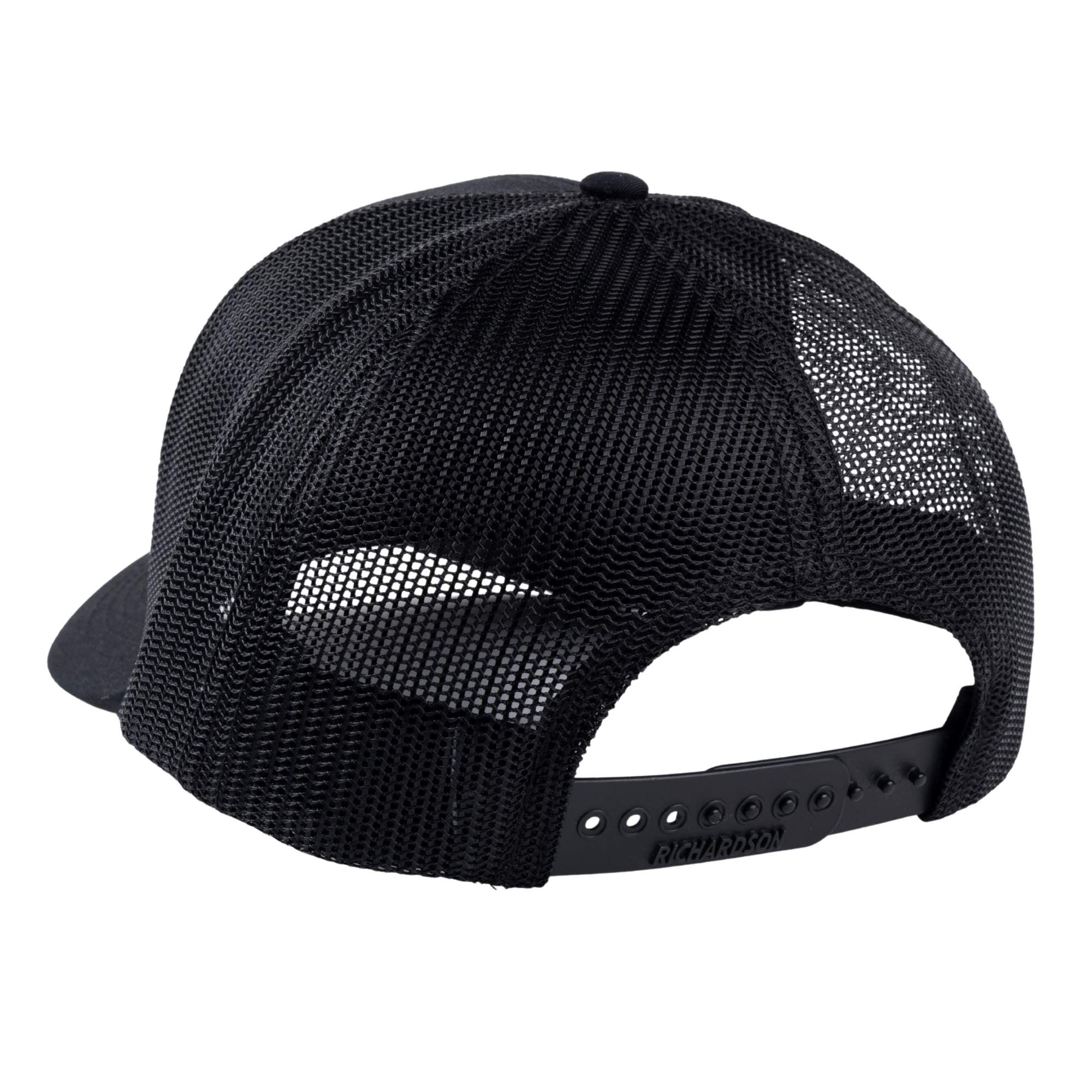 Black mesh cap.