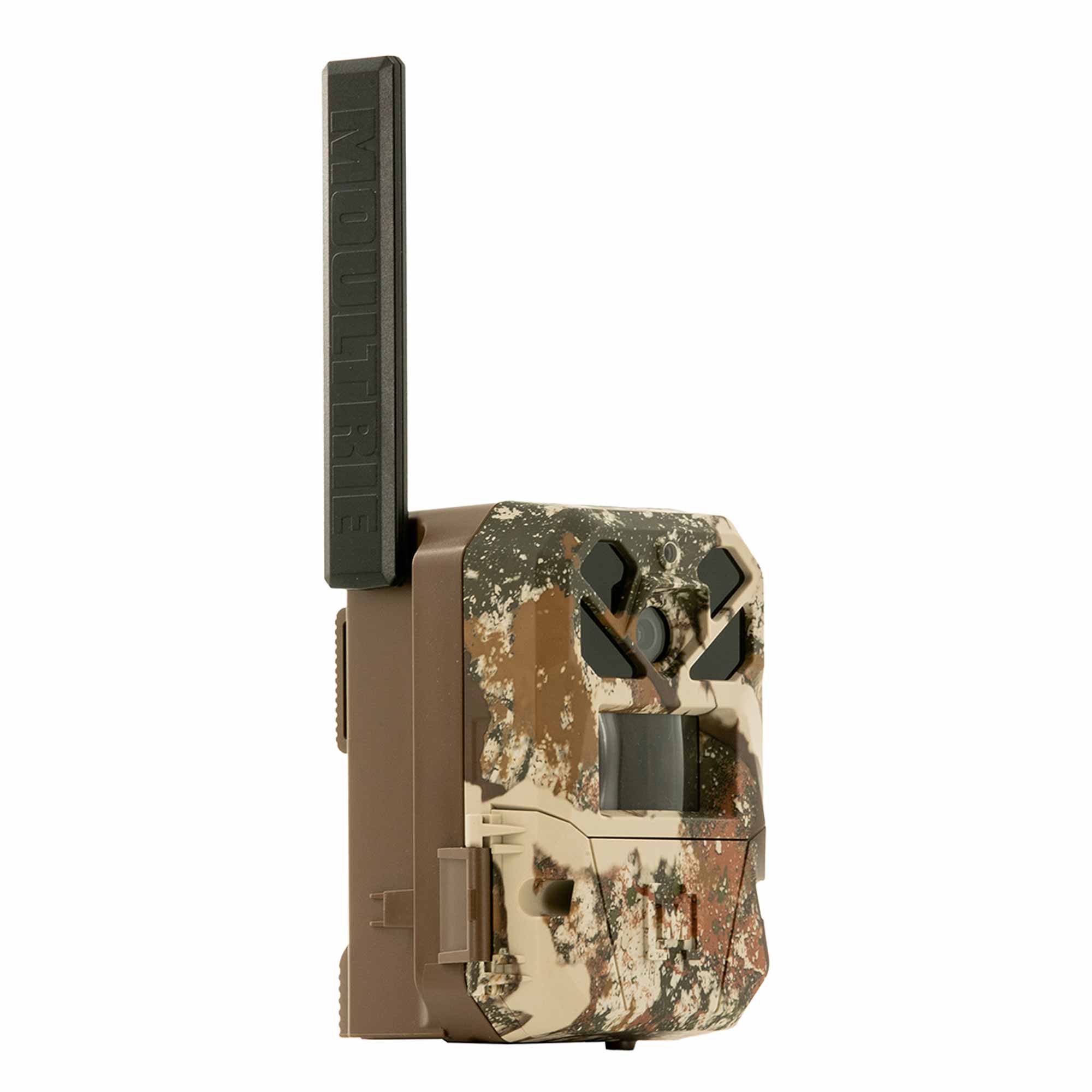 Camouflage hunting camera on a white background