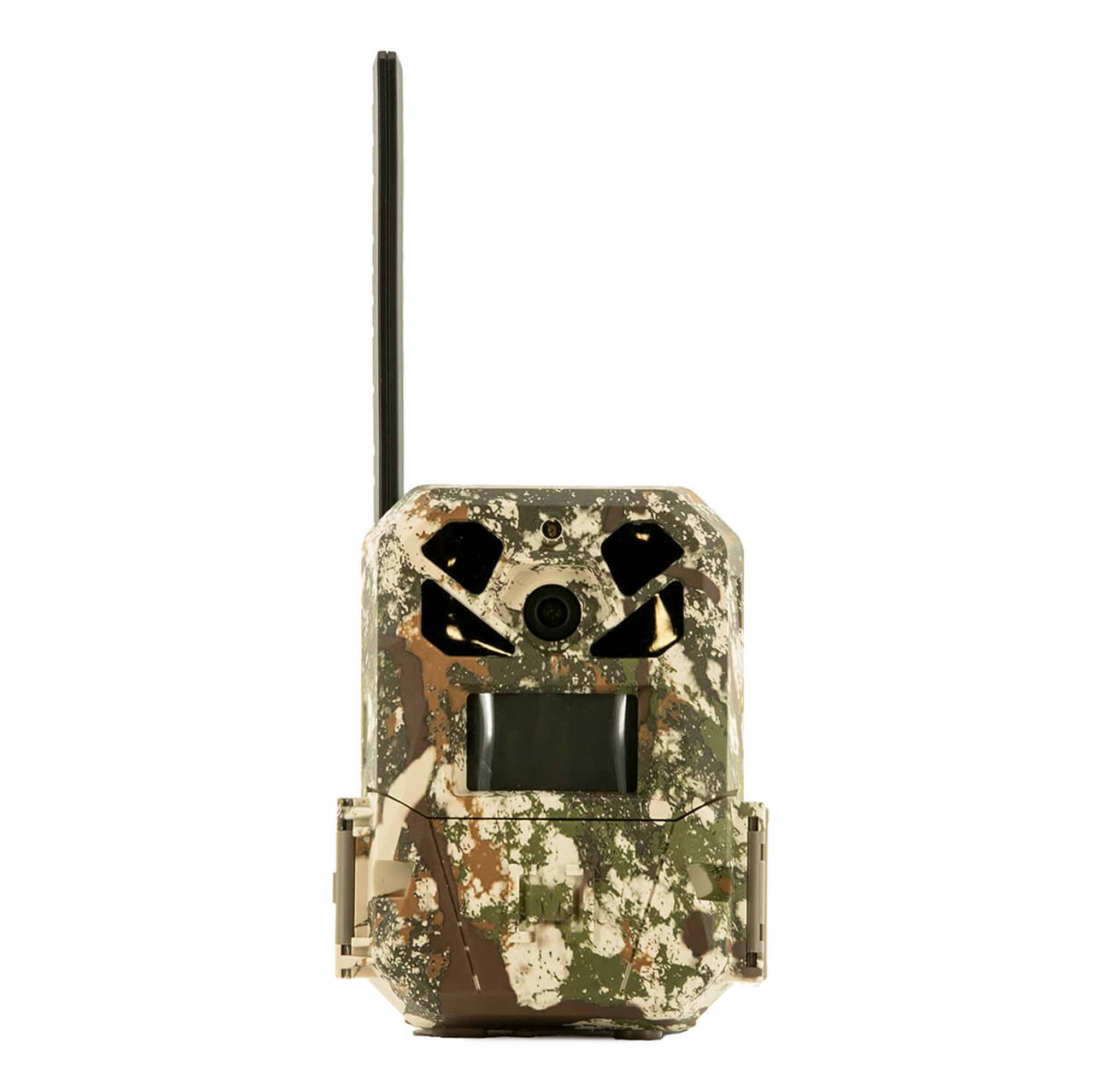 Camouflage hunting camera on a white background