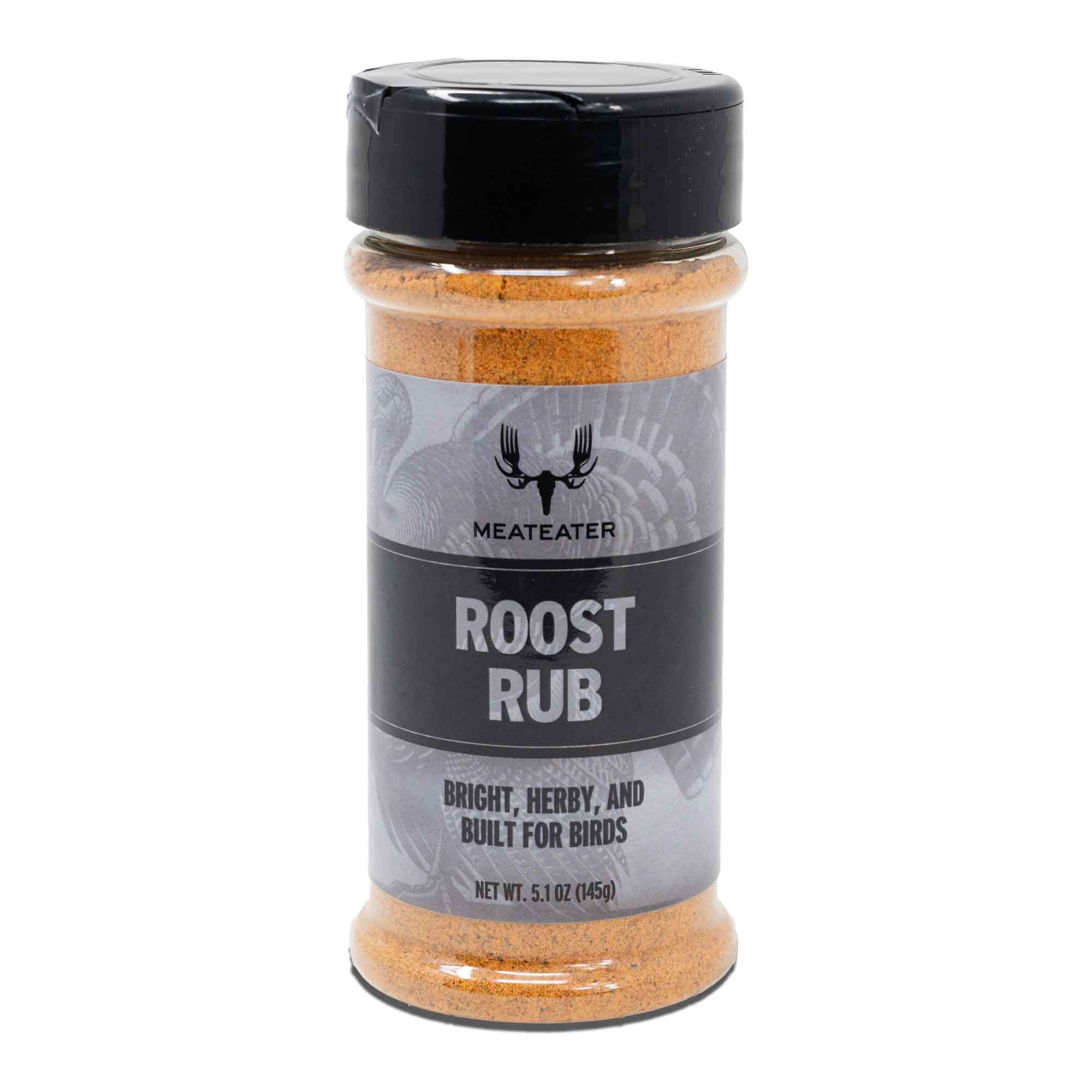 Jar of Meateater Roost Rub on a white background