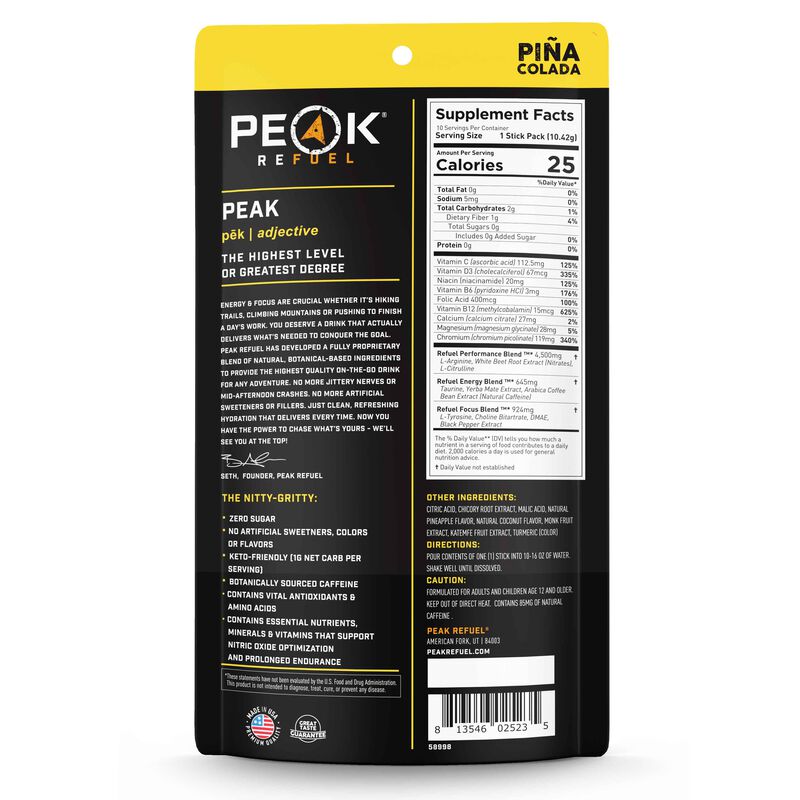 Peak Refuel Pina Colada Re-Energizing Drink Sticks image number 3