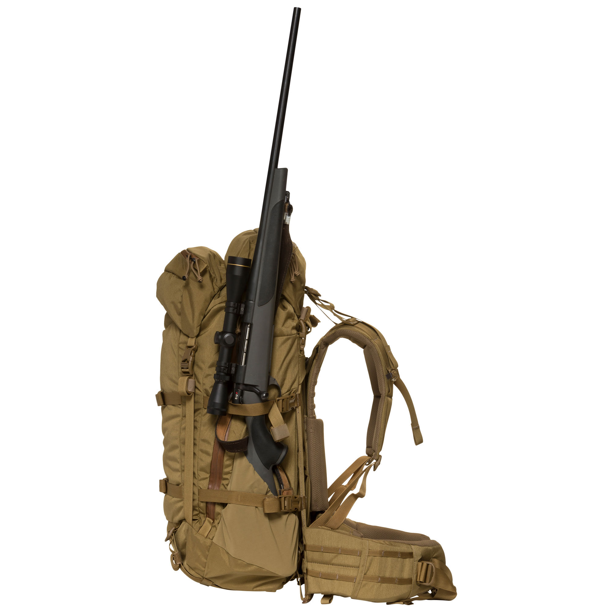 Hunting backpack with deals rifle holder